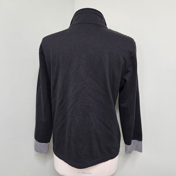 Drapers and Damons Nautical Jacket Full Zip Black White Stripes Pockets Petite M - Picture 5 of 6